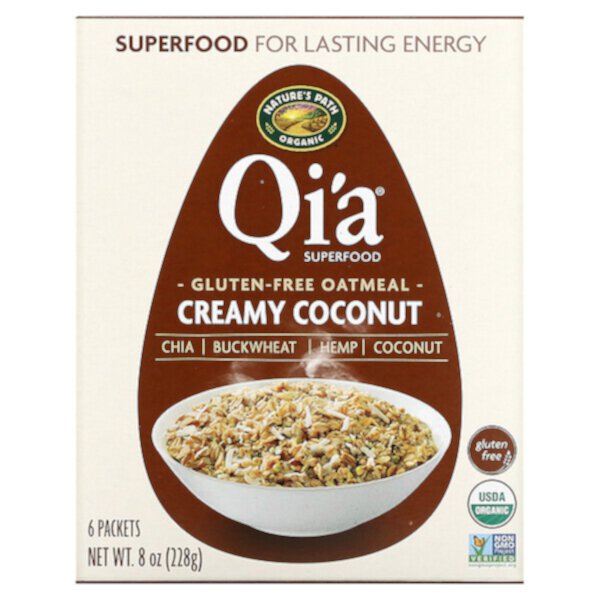 Qi'a Superfood Oatmeal, сливочно-кокосовый, 6 пакетиков, 8 унций (228 г) Nature's Path