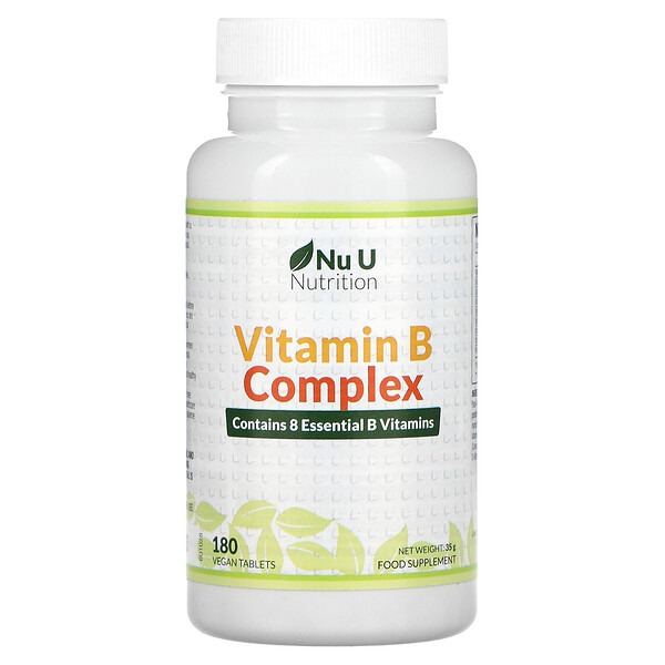 Комплекс витаминов B, 180 веганских таблеток Nu U Nutrition