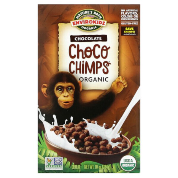 EnviroKidz, Органические шоколадные шоколадные шимпанзе, 10 унций (284 г) Nature's Path