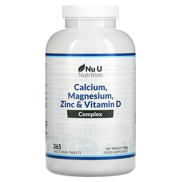 Кальций, Магний, Цинк & Витамин D - 365 растительных таблеток - Nu U Nutrition Nu U Nutrition
