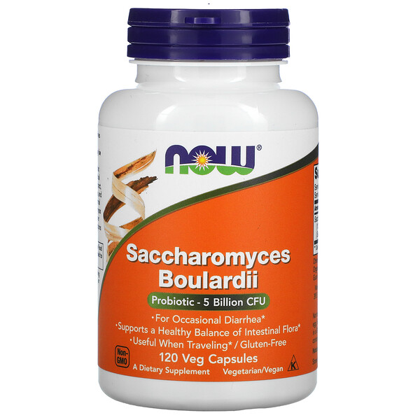 Saccharomyces Boulardii, 5 Billion CFU, 120 Veg Capsules NOW Foods