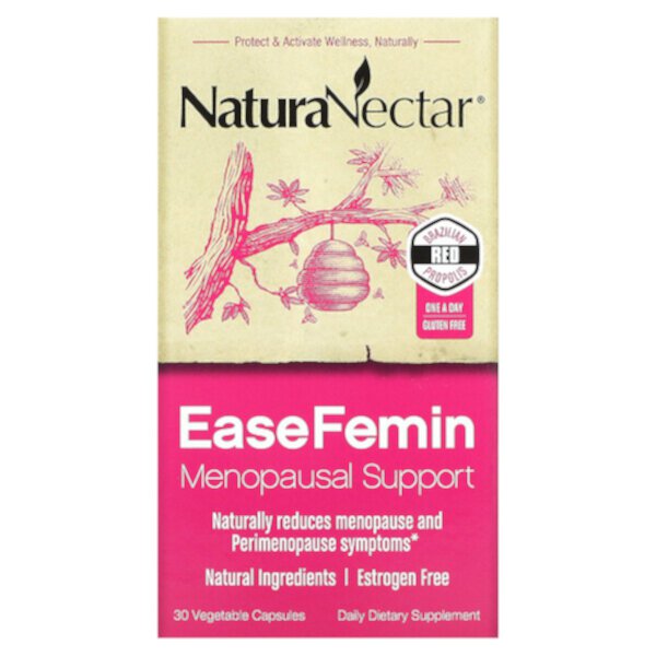 EaseFemin, Поддержка при менопаузе, 30 растительных капсул NaturaNectar