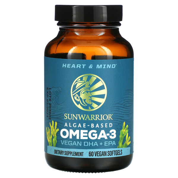 Омега-3 на основе водорослей, Веганский DHA + EPA - 60 Веганских Софтгелей - Sunwarrior Sunwarrior
