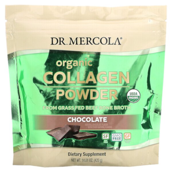 Органический коллагеновый порошок, шоколад, 14,81 унции (420 г) Dr. Mercola