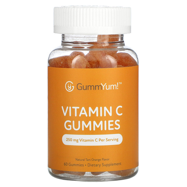 Жевательные конфеты с витамином С, натуральный вкус терпкого апельсина, 125 мг, 60 жевательных конфет GummYum!