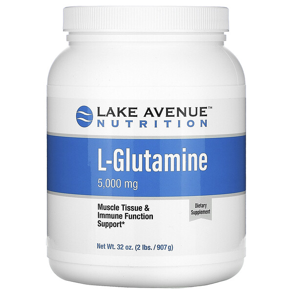Порошок L-глютамина, без вкуса, 5000 мг, 32 унции (907 г) Lake Avenue Nutrition