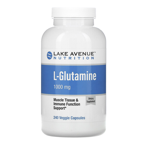 L-Glutamine, 1,000 mg, 240 Veggie Capsules (Капсулы на растительной основе) Lake Avenue Nutrition