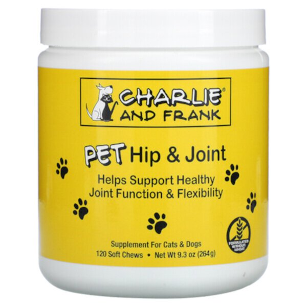 Pet Hip & Joint, для кошек и собак, 120 мягких жевательных таблеток Charlie and Frank
