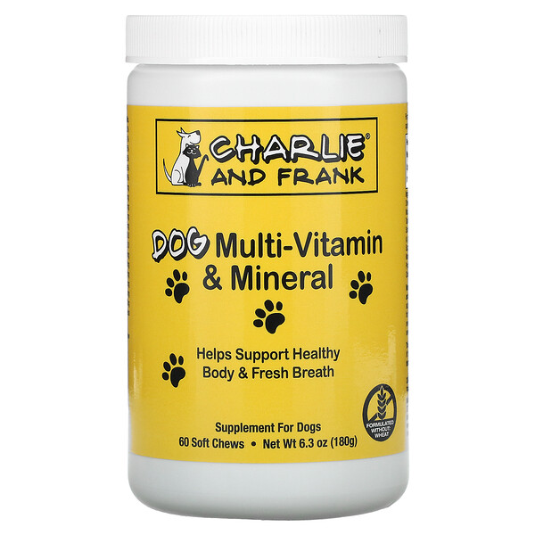 Мультивитамины и минералы для собак, поддерживают свежее дыхание, 60 мягких жевательных таблеток, 6,3 унции (180 г) Charlie and Frank