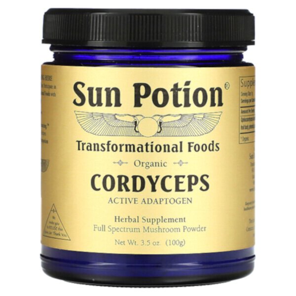 Порошок кордицепса, органический, 3,5 унции (100 г) Sun Potion