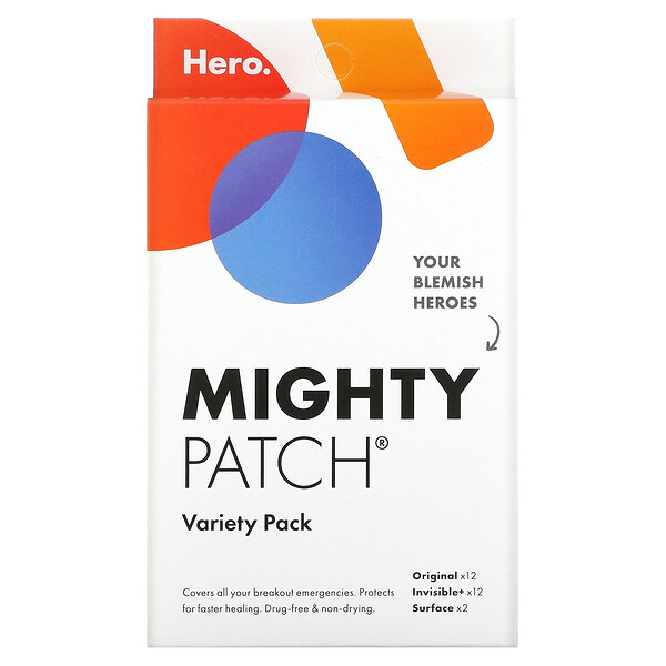 Mighty Patch, разнообразная упаковка, 26 пластырей Hero Cosmetics