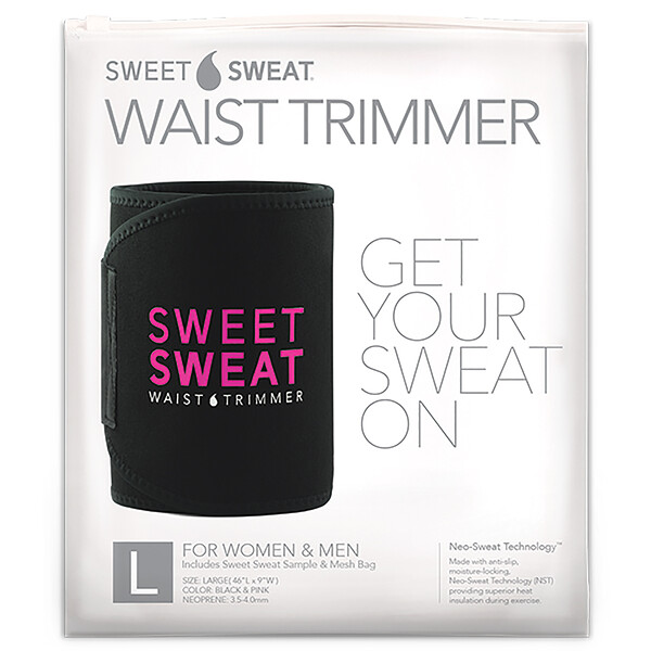 Триммер для талии Sweet Sweat, большой, черный и розовый, 1 ремень Sports Research