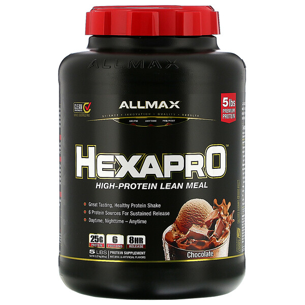 Hexapro, Смесь 6 белков ультра-премиум-класса, шоколад, 5 фунтов (2,27 кг) ALLMAX Nutrition