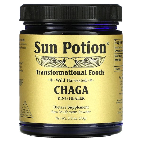 Chaga Raw Mushroom Powder (Порошок), Wild Harvested, 2.5 oz (Унции) (70 g) Sun Potion