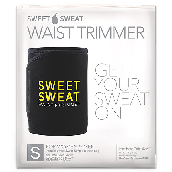 Триммер для талии Sweet Sweat, маленький, черный и желтый, 1 ремень Sports Research