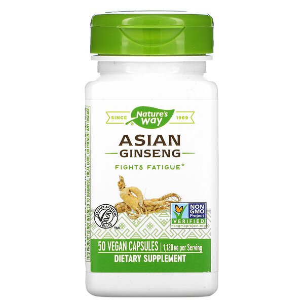 Азиатский женьшень, 560 мг, 50 веганских капсул Nature's Way