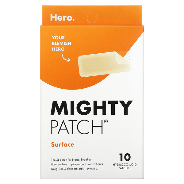 Mighty Patch, Поверхность, 10 полосок Hero Cosmetics