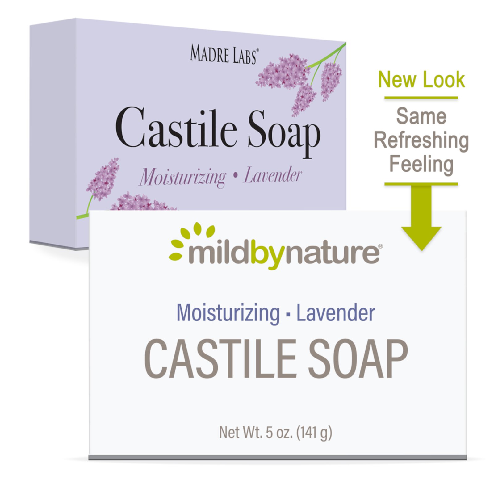 Castile Bar Soap, лаванда, 5 унций (141 г) Mild By Nature