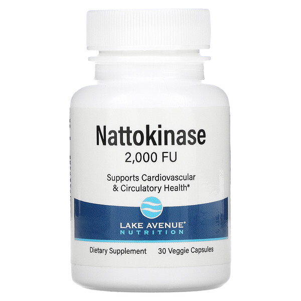 Nattokinase, протеолитический фермент, 2000 FU, 30 растительных капсул Lake Avenue Nutrition