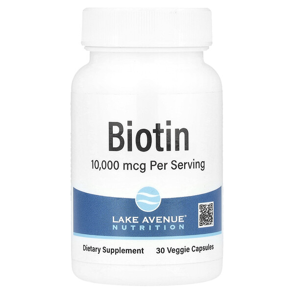 Biotin, 10,000 mcg, 30 Veggie Capsules (Капсулы на растительной основе) Lake Avenue Nutrition