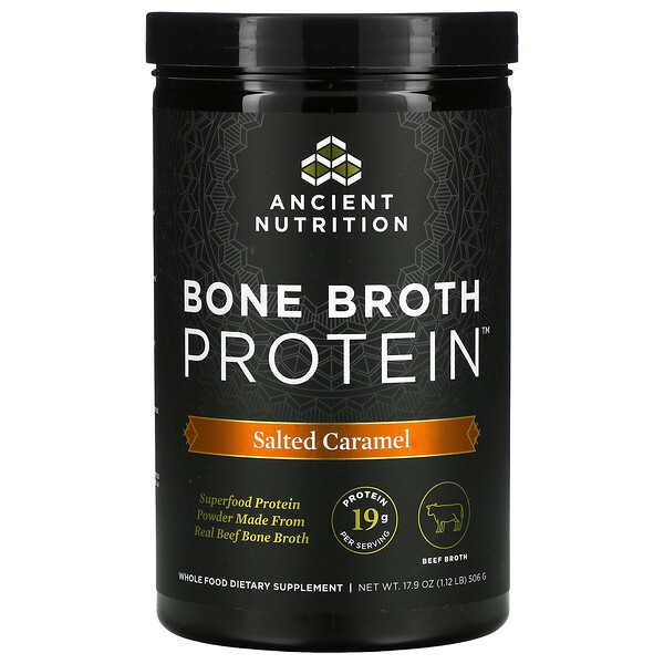 Протеин костного бульона, соленая карамель, 1,12 фунта (506 г) Dr. Axe / Ancient Nutrition