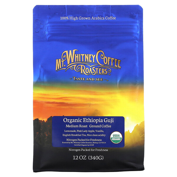 Organic Ethiopia Guji, Молотый кофе, средней обжарки, 12 унций (340 г) Mt. Whitney Coffee Roasters