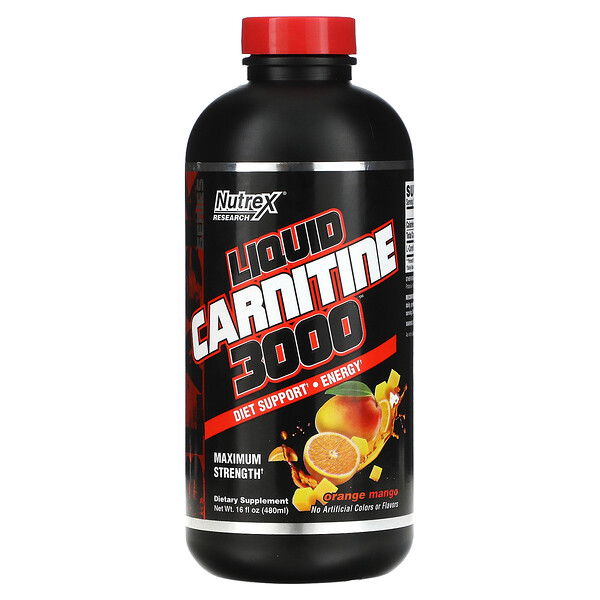Liquid Carnitine 3000, Orange Mango, 16 жидких унций (480 мл) Nutrex Research