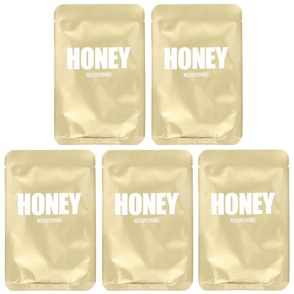 Honey Sheet Beauty Mask, Питательная, 5 листов, 0,91 ж. унц. (27 мл) каждый LAPCOS