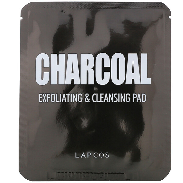 Charcoal, Отшелушивающая и очищающая подушечки, 5 подушечек, 0,24 ж. унц. (7 г) каждая LAPCOS