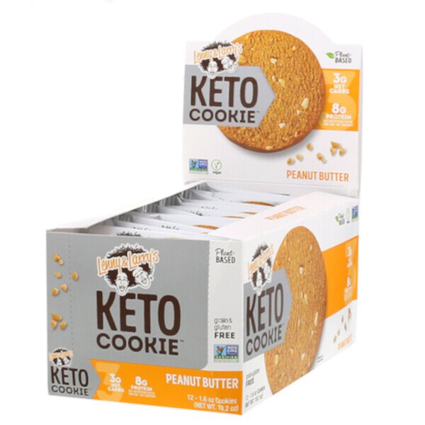KETO COOKIE, Арахисовое масло, 12 штук печенья по 1,6 унции (45 г) каждое Lenny & Larry's