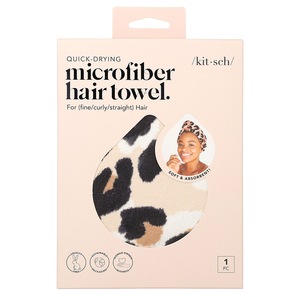 Quick Drying, Полотенце для волос из микрофибры, Леопард, 1 шт. Kitsch
