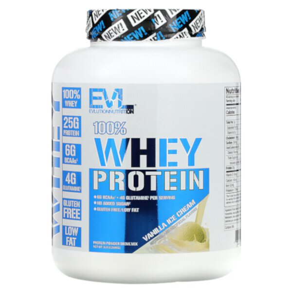 100% Вей Протеин, Ванильное мороженое - 2.268 кг - EVLution Nutrition EVLution Nutrition
