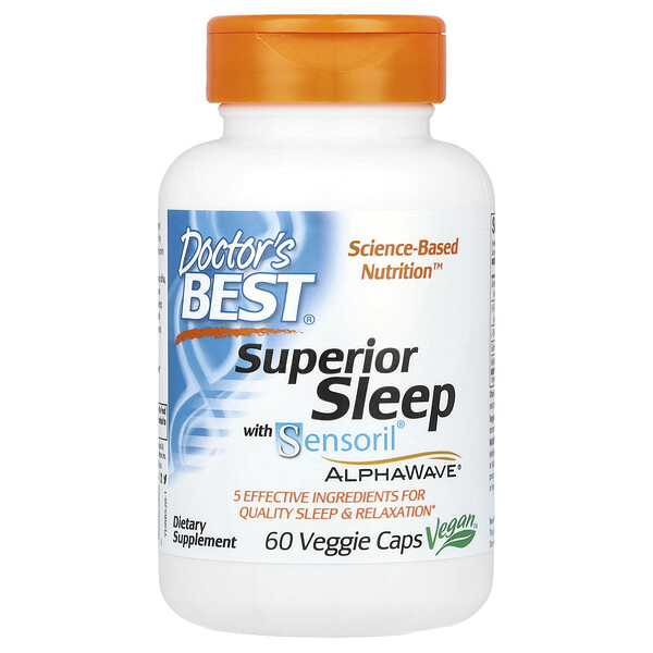 Superior Sleep with Sensoril AlphaWave - 60 вегетарианских капсул - Doctor's Best Doctor's Best