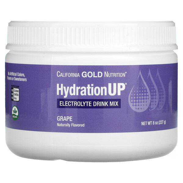 HydrationUP, Порошковая смесь для напитков с электролитами, виноград, 8 унций (227 г) California Gold Nutrition