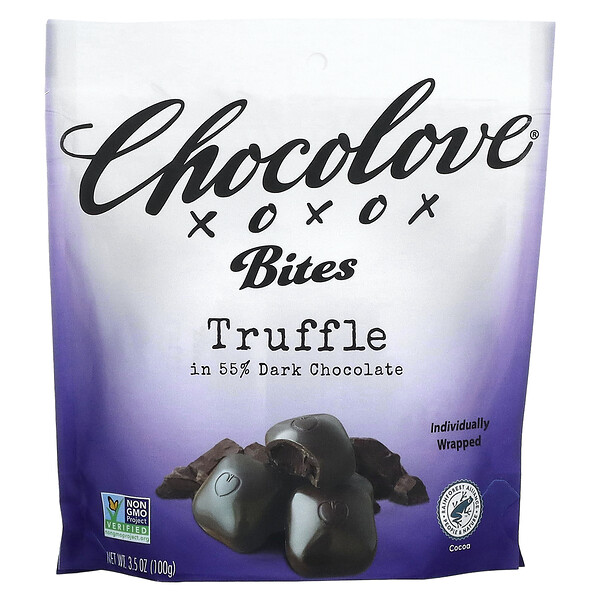 Bites, Трюфель в 55% темном шоколаде, 3,5 унции (100 г) Chocolove