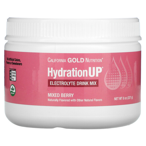 HydrationUP, Порошок для электролитного напитка, смесь ягод, 8 унций (227 г) California Gold Nutrition