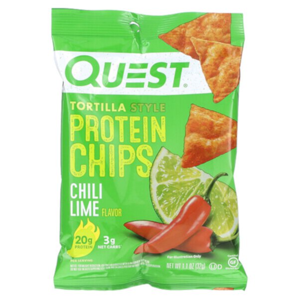 Протеиновые чипсы Tortilla Style, чили-лайм, 12 пакетов по 1,1 унции (32 г) каждый Quest Nutrition