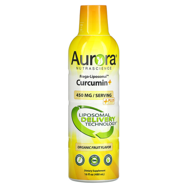 Мега-липосомный куркумин+, органические фрукты, 450 мг, 16 жидких унций (480 мл) Aurora Nutrascience