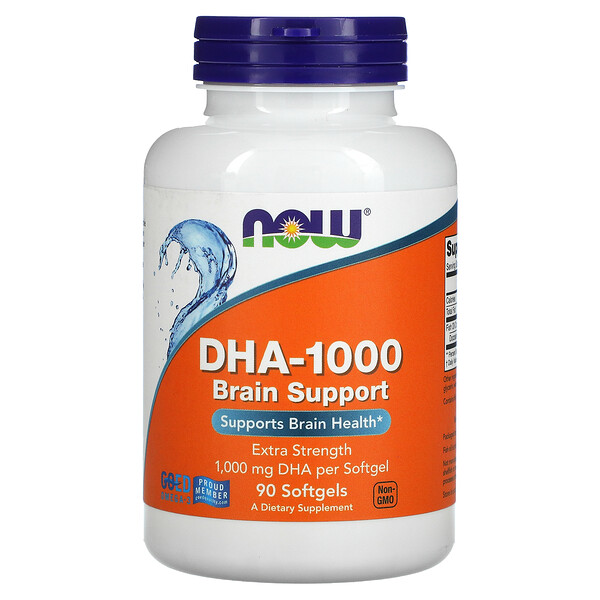 DHA-1000 Brain Support, Extra Strength, 1000 мг, 90 мягких желатиновых капсул NOW Foods