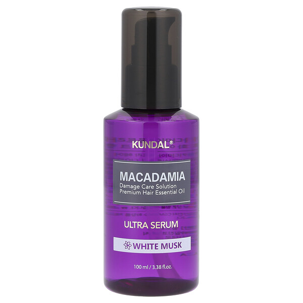 Macadamia Ultra Hair Serum, White Musk, 3.38 fl oz (Жидкие унции) (100 ml) Kundal