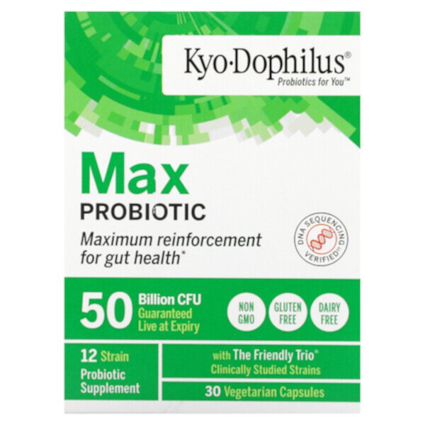 Kyo-Dophilus, Max Probiotic, 50 миллиардов КОЕ, 30 вегетарианских капсул - Kyolic Kyolic