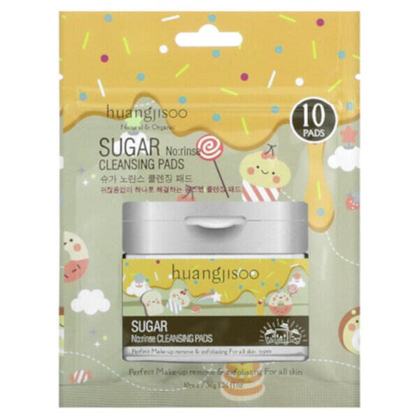 Sugar, No: Rinse Cleansing Pads, 10 подушечек, 1,26 унции (36 г) HUANGJISOO