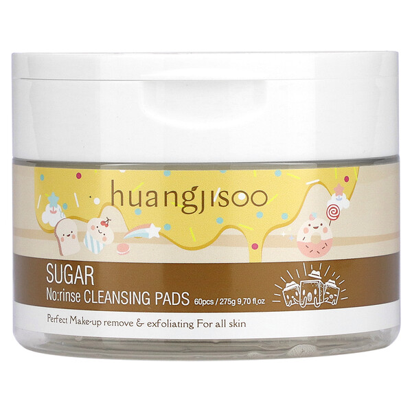 Sugar, No: Rinse Cleansing Pads, 60 подушечек, 7,76 унции (220 г) HUANGJISOO