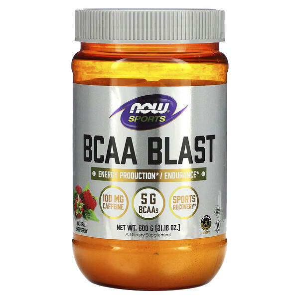 Sports, BCAA Blast, натуральная малина, 21,16 унции (600 г) NOW Foods