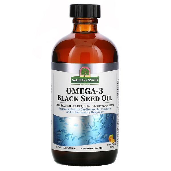 Омега-3 с маслом черного тмина, апельсин, 8 жидких унций (240 мл) Nature's Answer