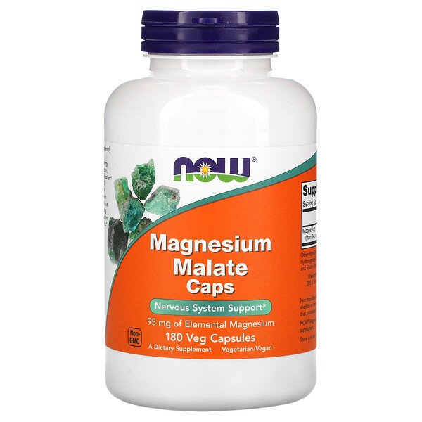 Magnesium Malate Caps, 180 Veg Capsules (Вегетарианские капсулы) NOW Foods