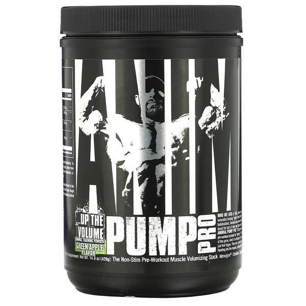Animal Pump Pro, Предтренировочный комплекс без стимуляторов, зеленое яблоко, 14,8 унций (420 г) Universal Nutrition