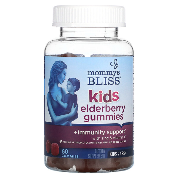 Kids, Жевательные конфеты с бузиной + поддержка иммунитета, 60 жевательных конфет Mommy's Bliss