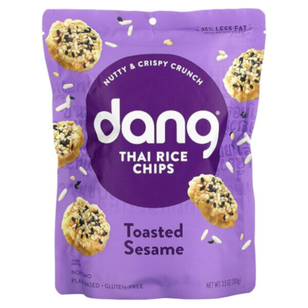 Тайские рисовые чипсы, жареный кунжут, 3,5 унции (100 г) Dang