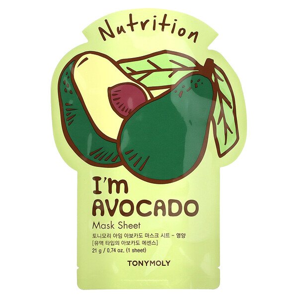 I'm Avocado, Тканевая маска для красоты Nutrition, 1 лист, 0,74 унции (21 г) TONYMOLY